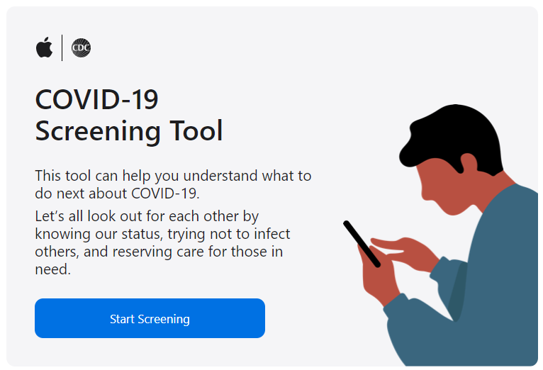 Covid-19 screening tool by Apple screen image