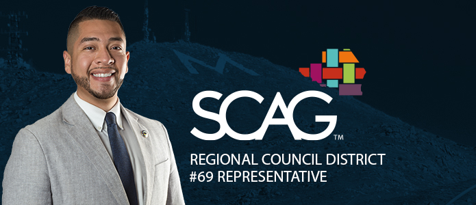 Mayor Cabrera with the SCAG logo.