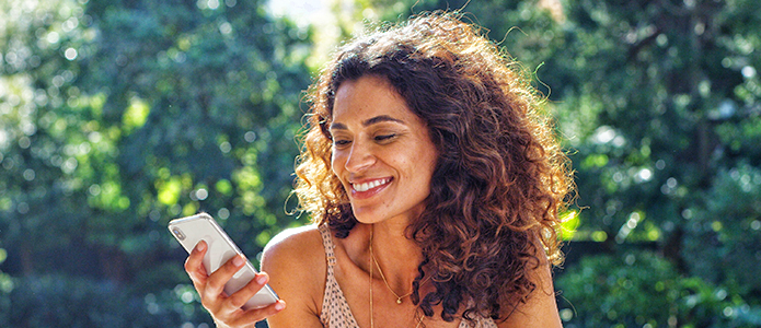 Woman using a mobile phone.