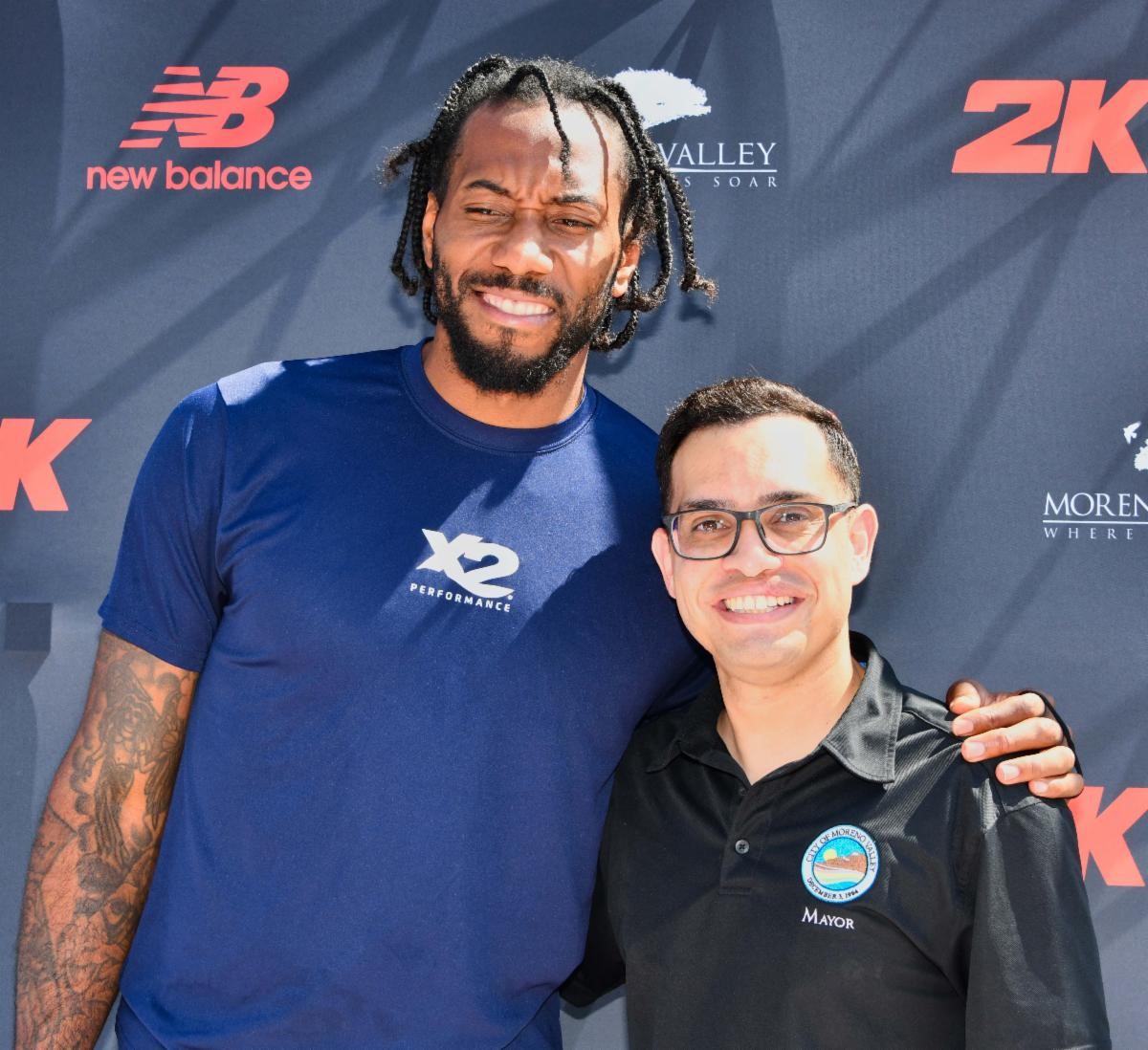 Kawhi Leonard and Mayor Gutierrez