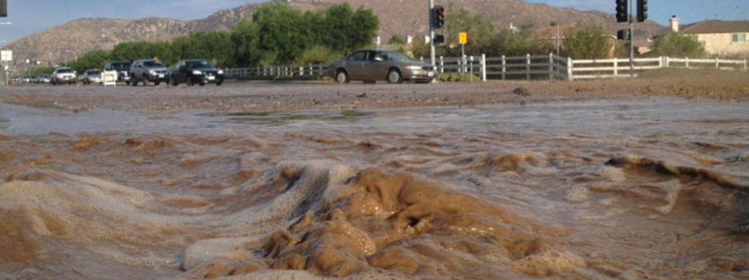 Photo of flooded street in Moreno Valley